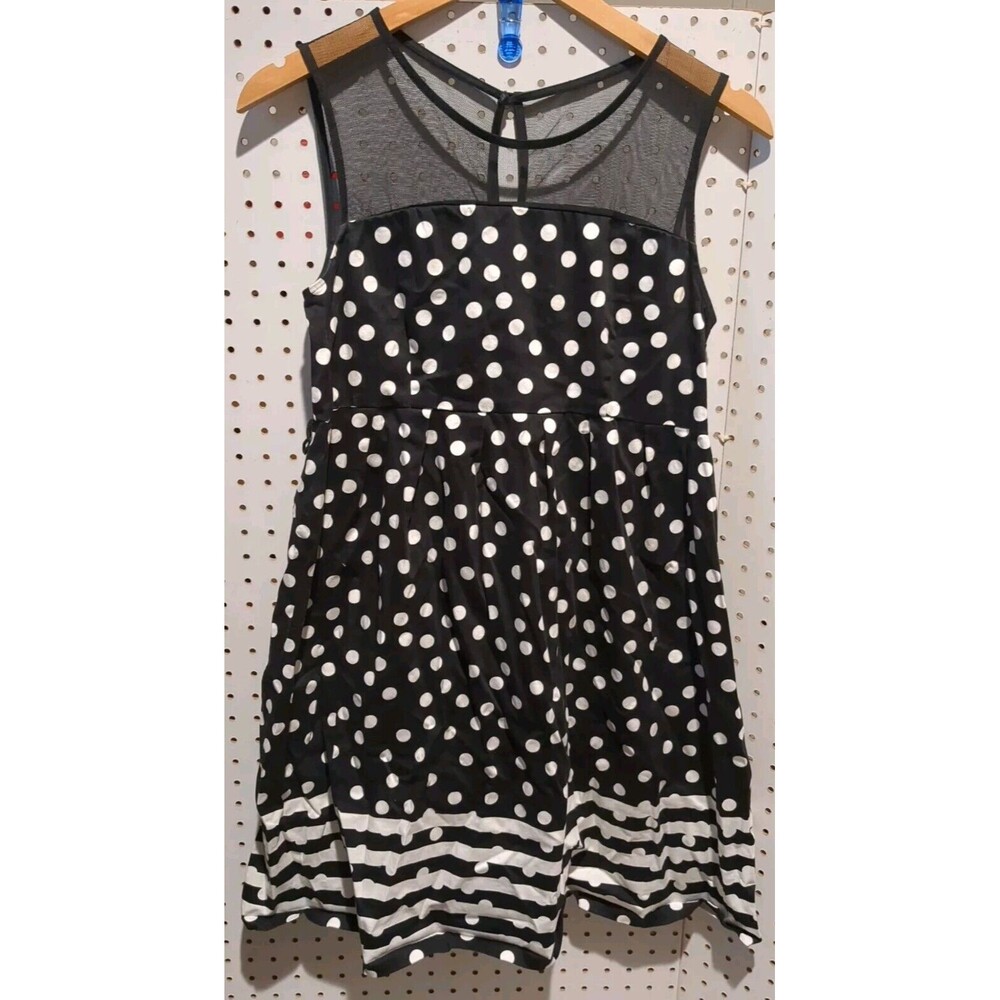 Motherhood Maternity Dress Small Sleeveless Black White Polka Dot